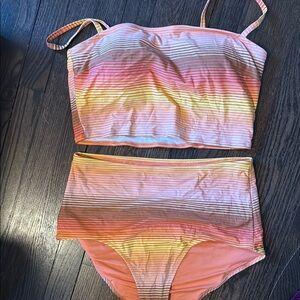 Aerie Striped Multicolor Bandeau Bikini Set